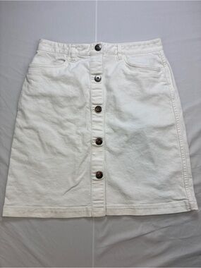 Brooks Brothers White Button-Front A-Line Skirt